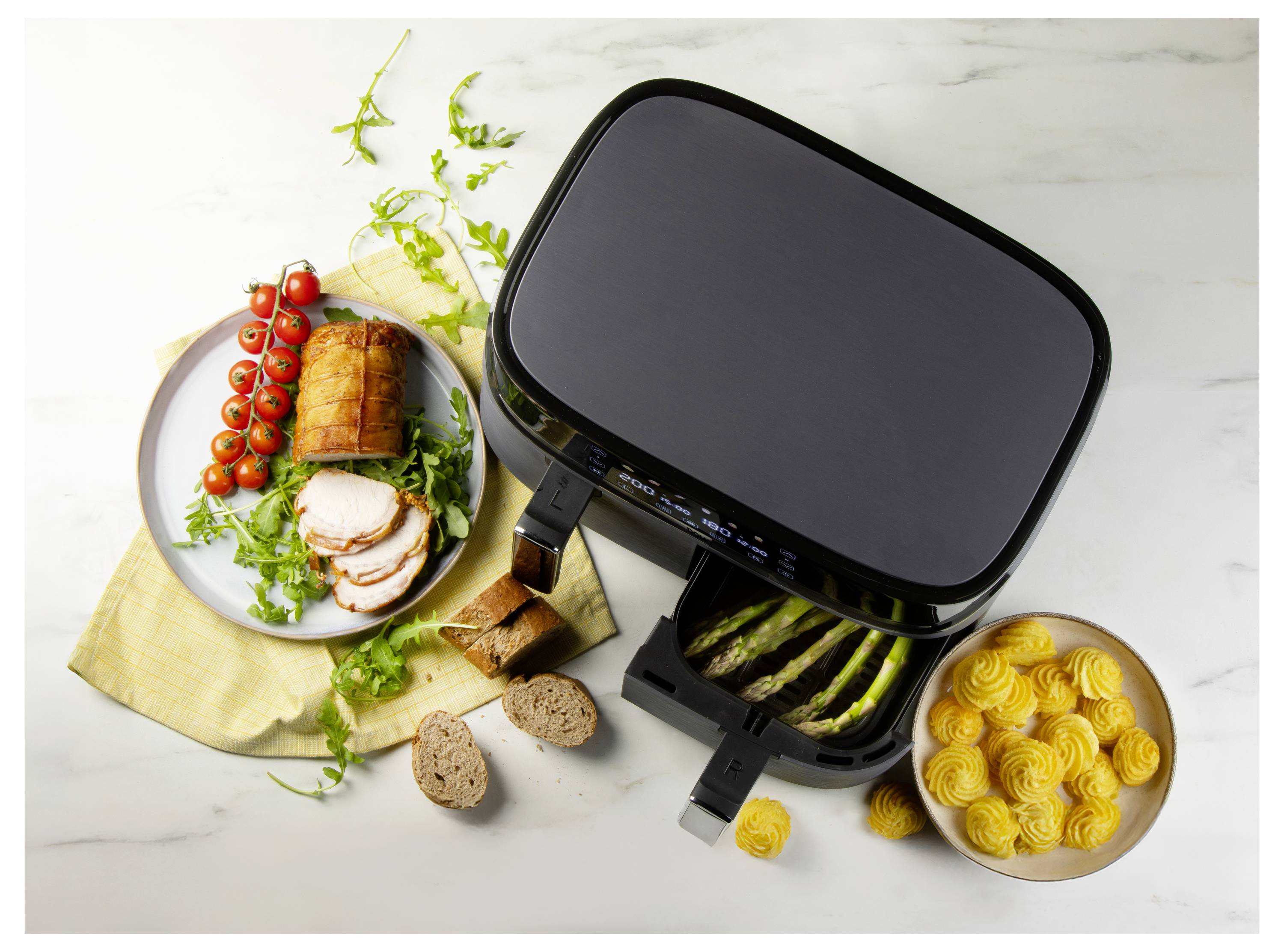 DOMO horkovzdušná fritéza 2850 W černá, stříbrná-16