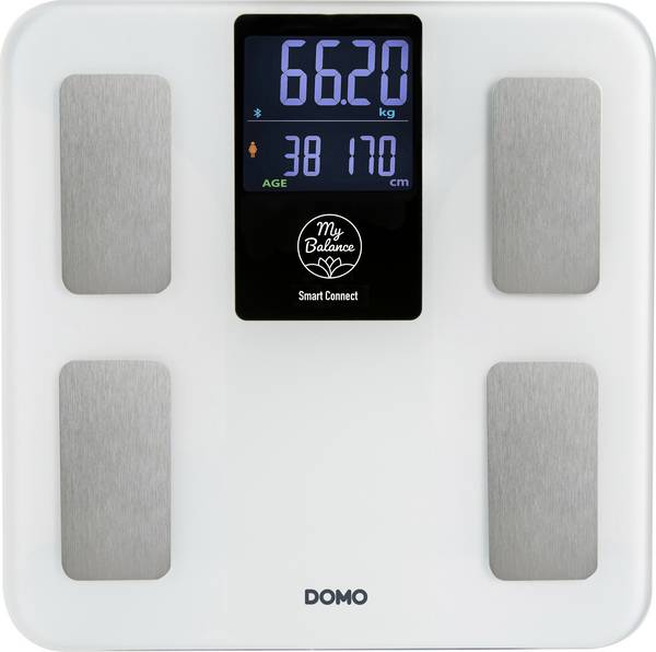 DOMO  váha s diagnostikou tělesných parametrů DO9305W digitální Max. váživost=180 kg bílá