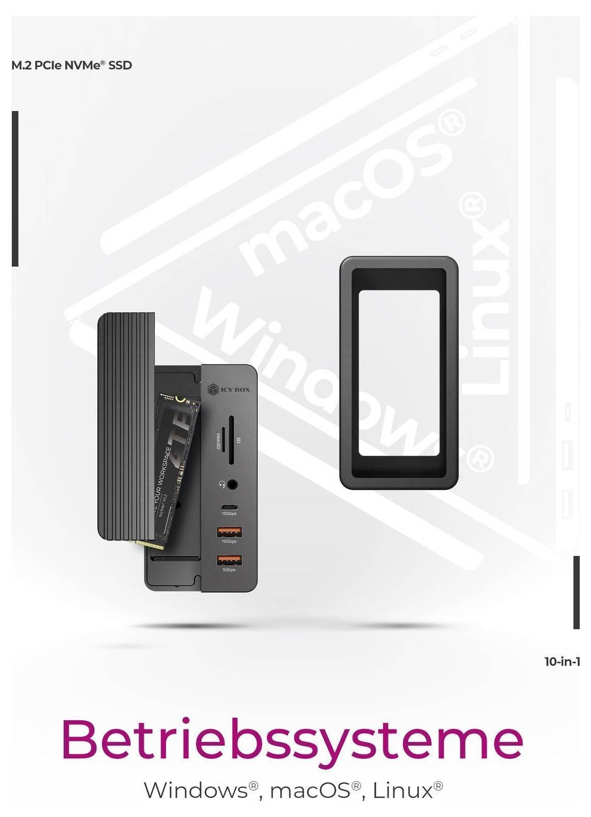 ICY BOX IB-DK4072M-CU31 USB-C® M.2 PCIe NVMe 4 porty dokovací stanice s čtečkou karet-6