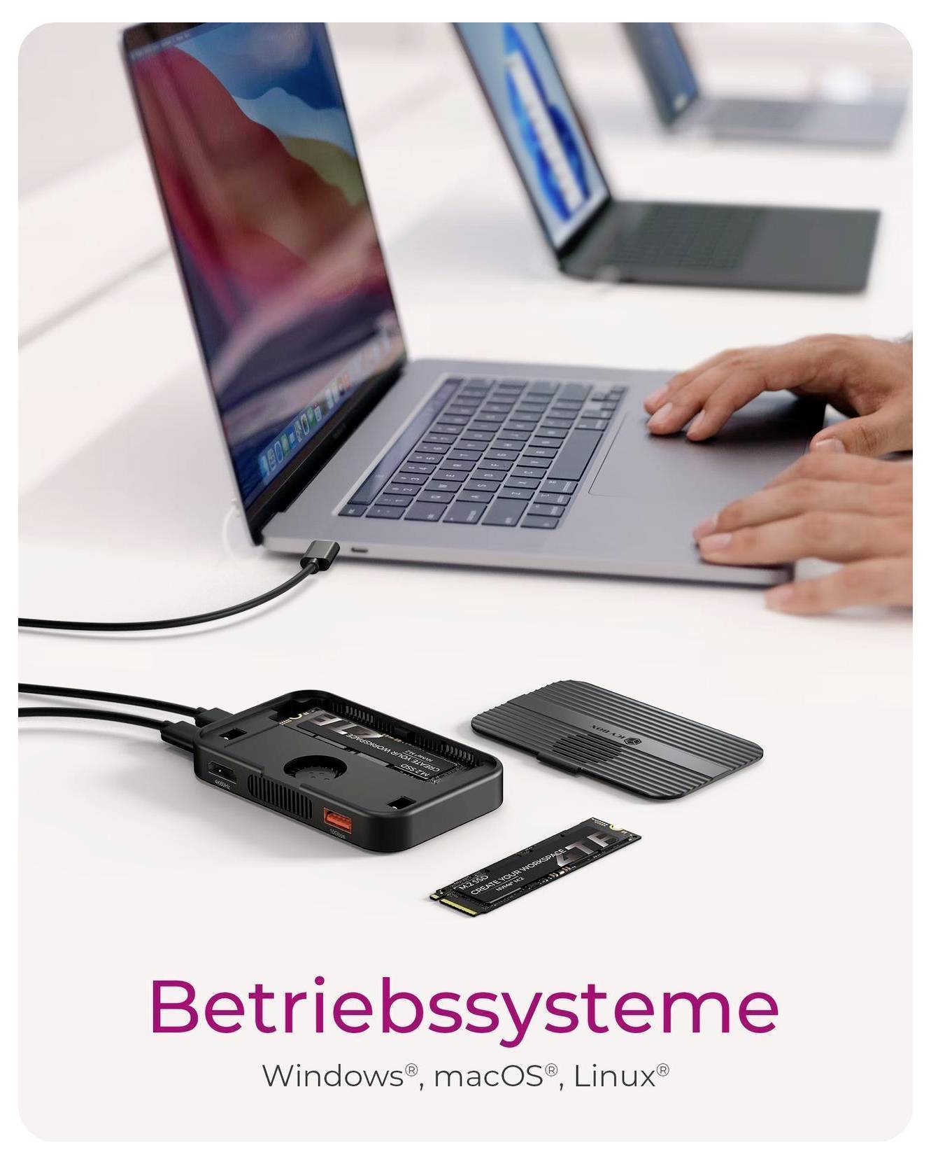 ICY BOX IB-DK4071M-CU31 USB-C® M.2 PCIe NVMe 2 porty dokovací stanice s čtečkou karet-7