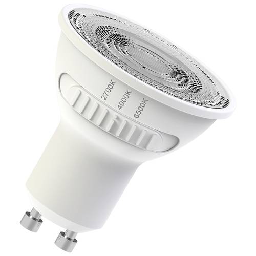 Bílá nastavitelná LED reflektorová žárovka s otočným ovladačem označeným 2700K, 4000K a 6500K