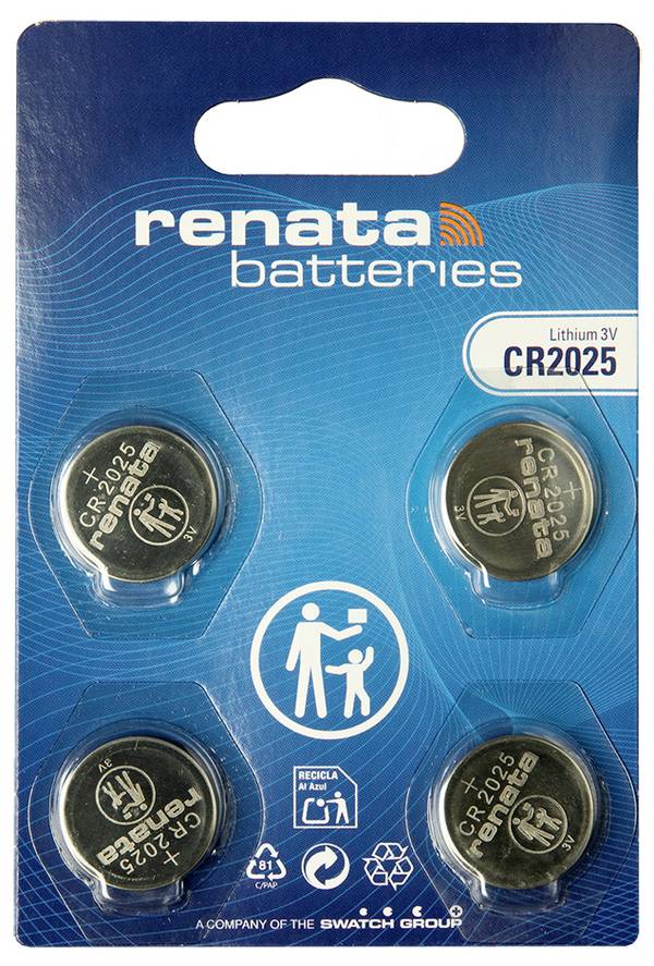 Renata box pro knoflíkové baterie CR 2025 3 V 4 ks 165 mAh Li-MnO2