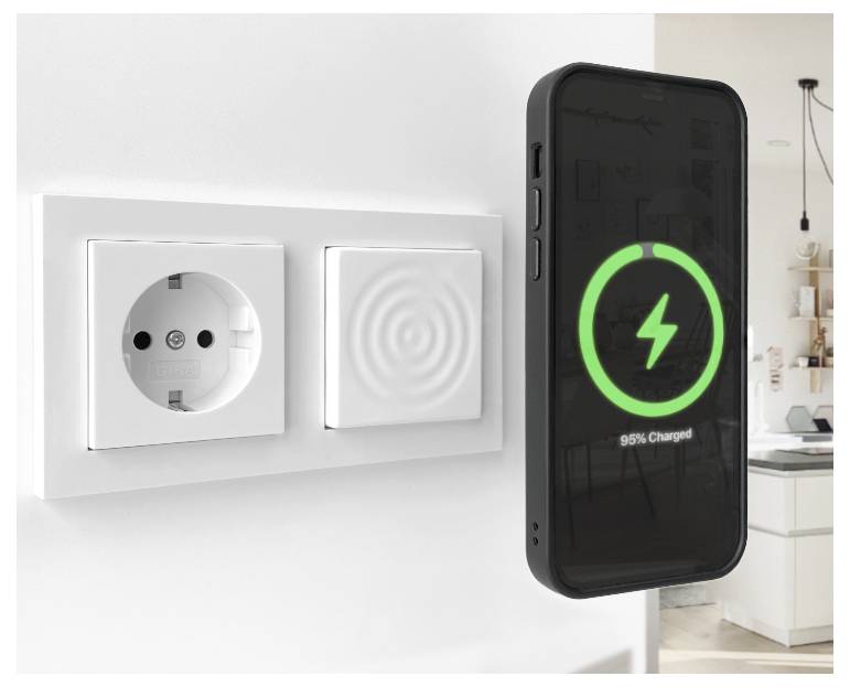 Smart Things bezdrátová indukční nabíječka 15 W smart things WallBase 55 Magnetic Wirele WB55 w Výstup Qi standard bílá-1