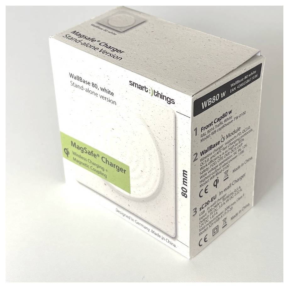 Smart Things bezdrátová indukční nabíječka 15 W smart things WallBase 80 Magnetic Wirele WB80 w Výstup Qi standard bílá-2