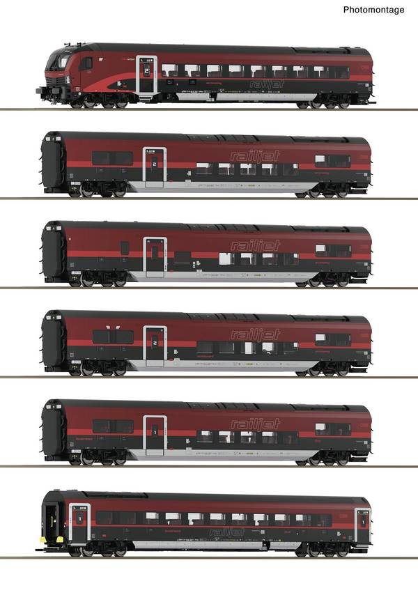 Roco 6210178 H0, 6 ks Sada 1: Railjet nové generace (DCC) Wagenset 1 rakouských spolkových drah
