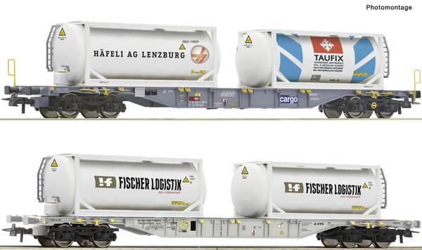 Roco 6600231 nákladní vagony, model DC Sada vozů se dvěma kontejnerovými vozy SBB Cargo/VTG s 4 nápravami
