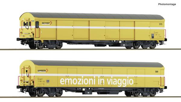 Roco 6600243 nákladní vagony, model DC Wagenset se dvěma 4-osými poštovními vozy typu z-5, Wascosa