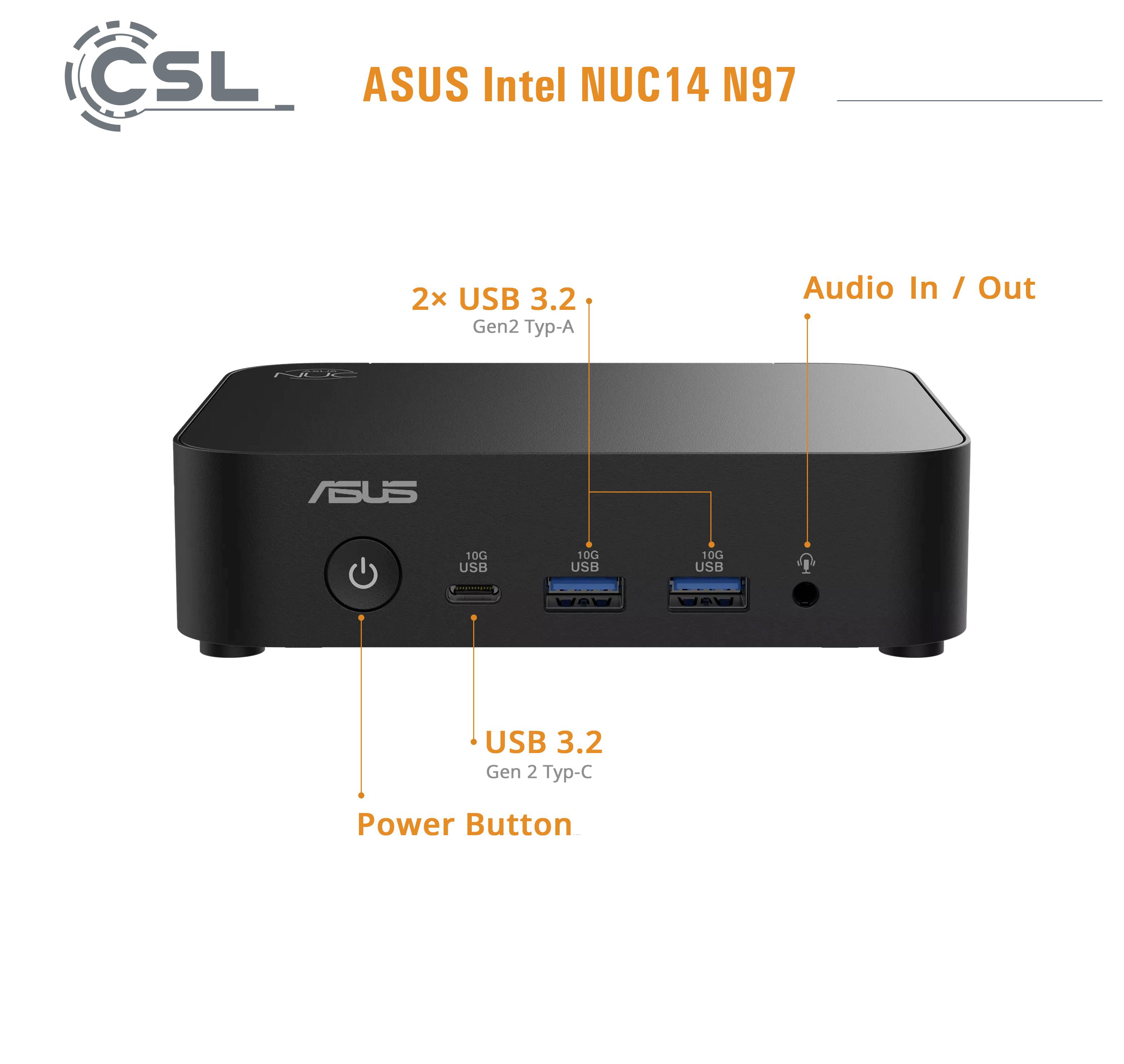Asus mini PC (HTPC) ASUS NUC14 N97 Intel® N N97 8 GB RAM 1000 GB SSD Intel Onboard Graphics 95790-3
