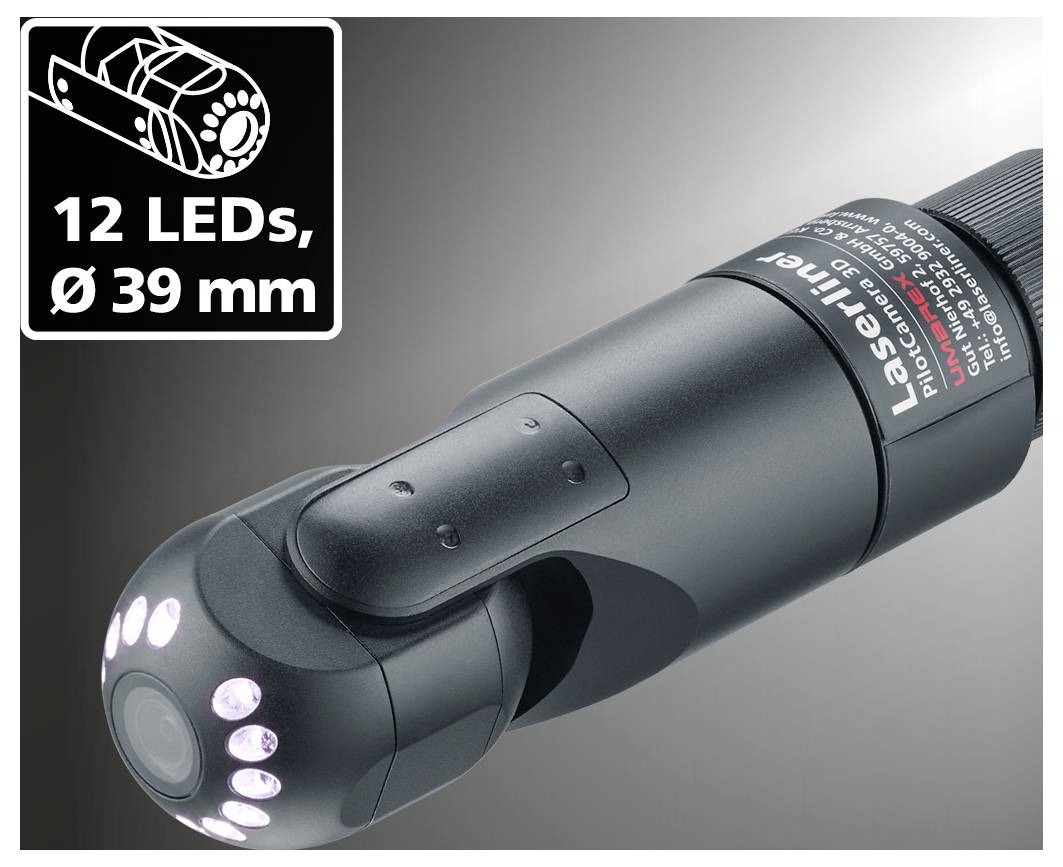Černá ruční svítilna s 12 LED diodami okolo hlavy; vložený text zní „12 LED, Ø 39 mm".