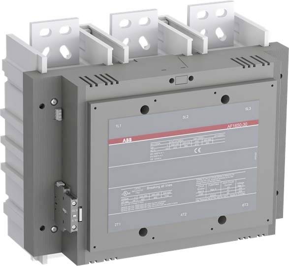 Průmyslový elektrický jistič s velkým kovovým pouzdrem a několika horními svorkami, zobrazený v pohledu produktu.