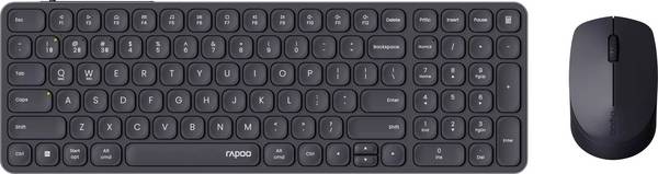 Rapoo 9710M bezdrátový, Bluetooth® sada klávesnice a myše ergonomická německá, QWERTZ černá