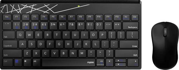 Rapoo 8000M bezdrátový, Bluetooth® sada klávesnice a myše ergonomická německá, QWERTZ černá
