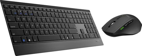 Rapoo 9500M bezdrátový, Bluetooth® sada klávesnice a myše  německá, QWERTZ černá