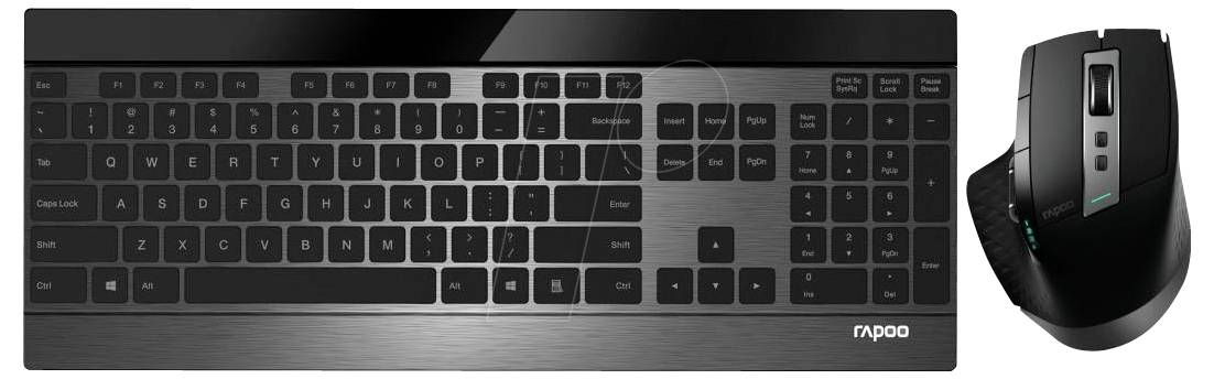 Rapoo 9900M bezdrátový, Bluetooth® sada klávesnice a myše německá, QWERTZ černá-1