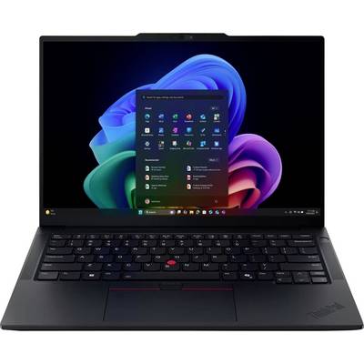 Laptop Lenovo ThinkPad zobrazující plochu Windows 11 a nabídku Start na obrazovce.