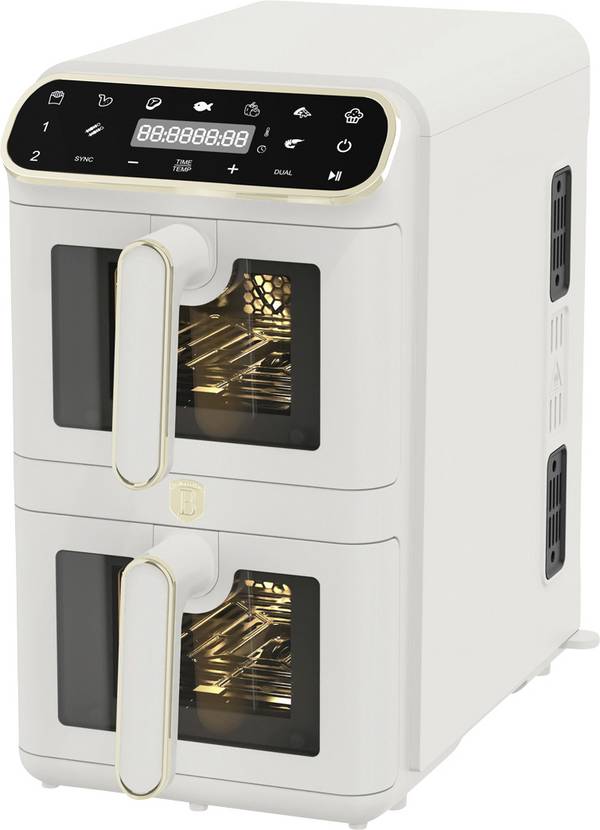 BerlingerHaus BH9803 horkovzdušná fritéza 11 l 2460 W nepřilnavý povlak, horkovzdušný, Kontrolní okénko, funkce časovače, Digitální časovač, 2 samostatné regulátory teploty krémová