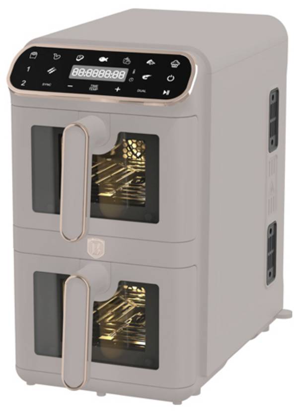 BerlingerHaus BH9804 horkovzdušná fritéza 11 l 2460 W nepřilnavý povlak, horkovzdušný, Kontrolní okénko, funkce časovače, Digitální časovač, 2 samostatné regulátory teploty tmavě šedá (taupe)