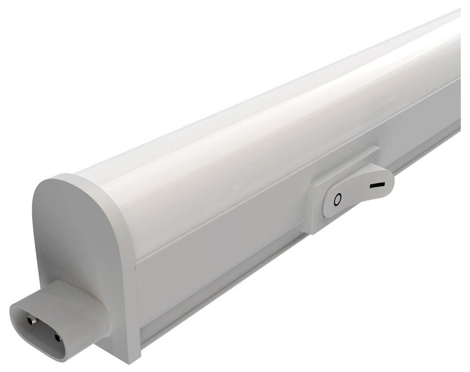 Bílá LED trubicová svítidla s vypínačem zapnuto/vypnuto na straně a konektorem napájení na jednom konci