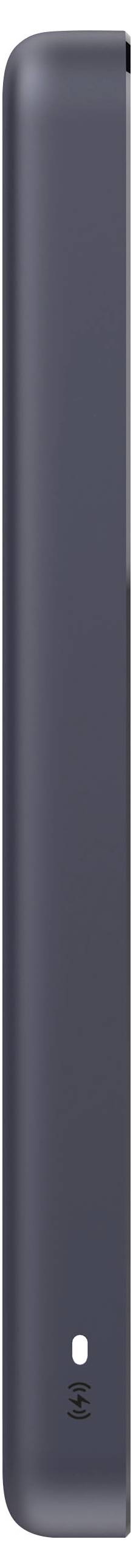 Černá Xiaomi 5000 mAh magnetická powerbanka s velkým bezdrátovým nabíjecím kroužkem a symbolem blesku, znázorňující specifikace kompaktního nabíjecího zařízení.