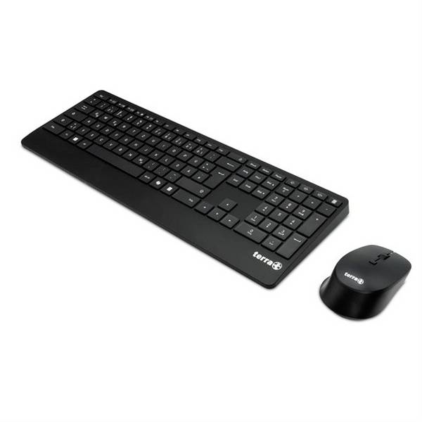 Terra Desktop 4000 Wireless AES (DE) bezdrátový sada klávesnice a myše s číselnou klávesnicí, tlačítka multimédií německá, QWERTZ černá