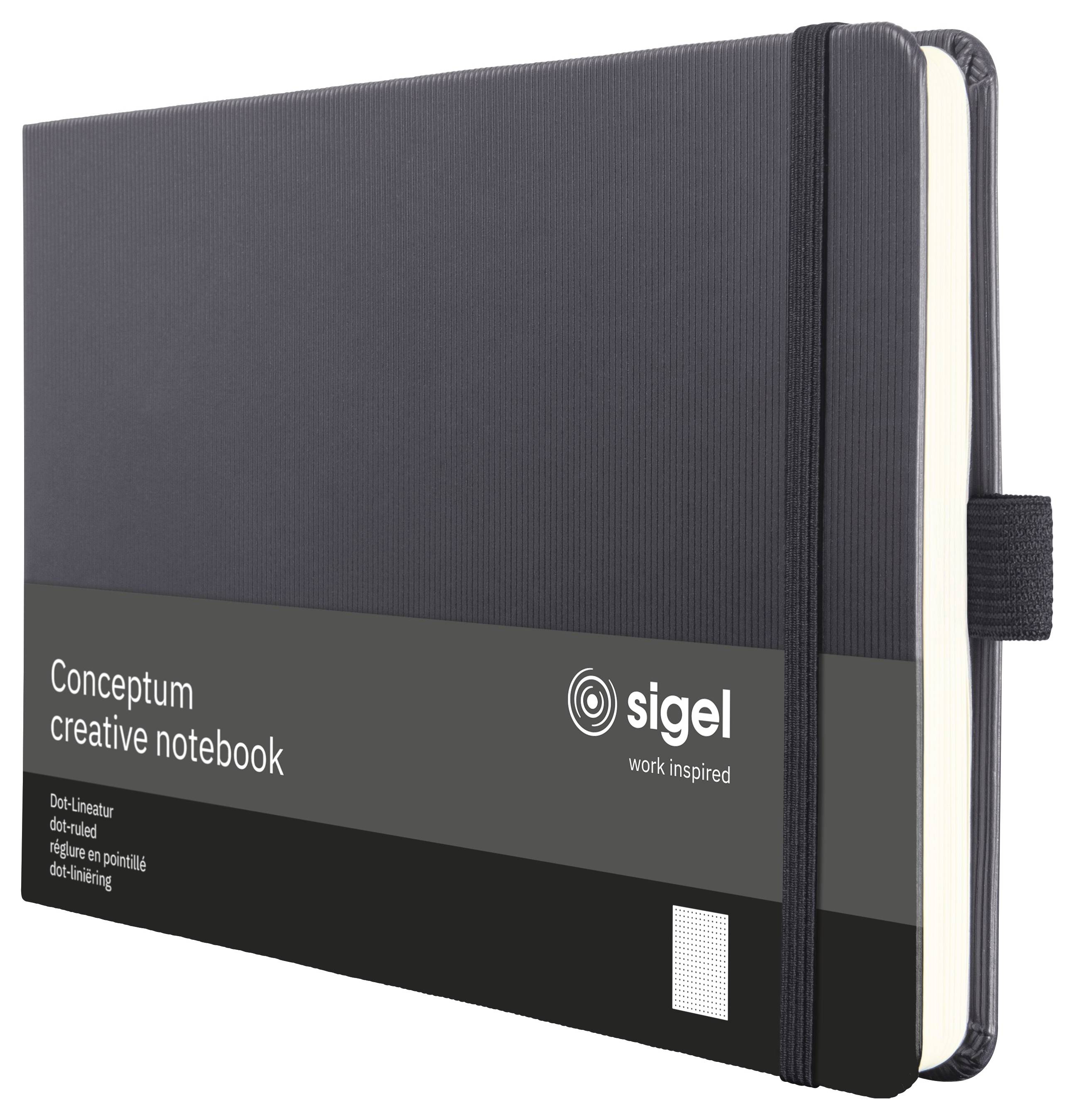 Sigel CO205 poznámková kniha Conceptum Hardcover DIN A5 na šířku tečkovaná lineatura (tečkované čtverečky) černá Počet l-9