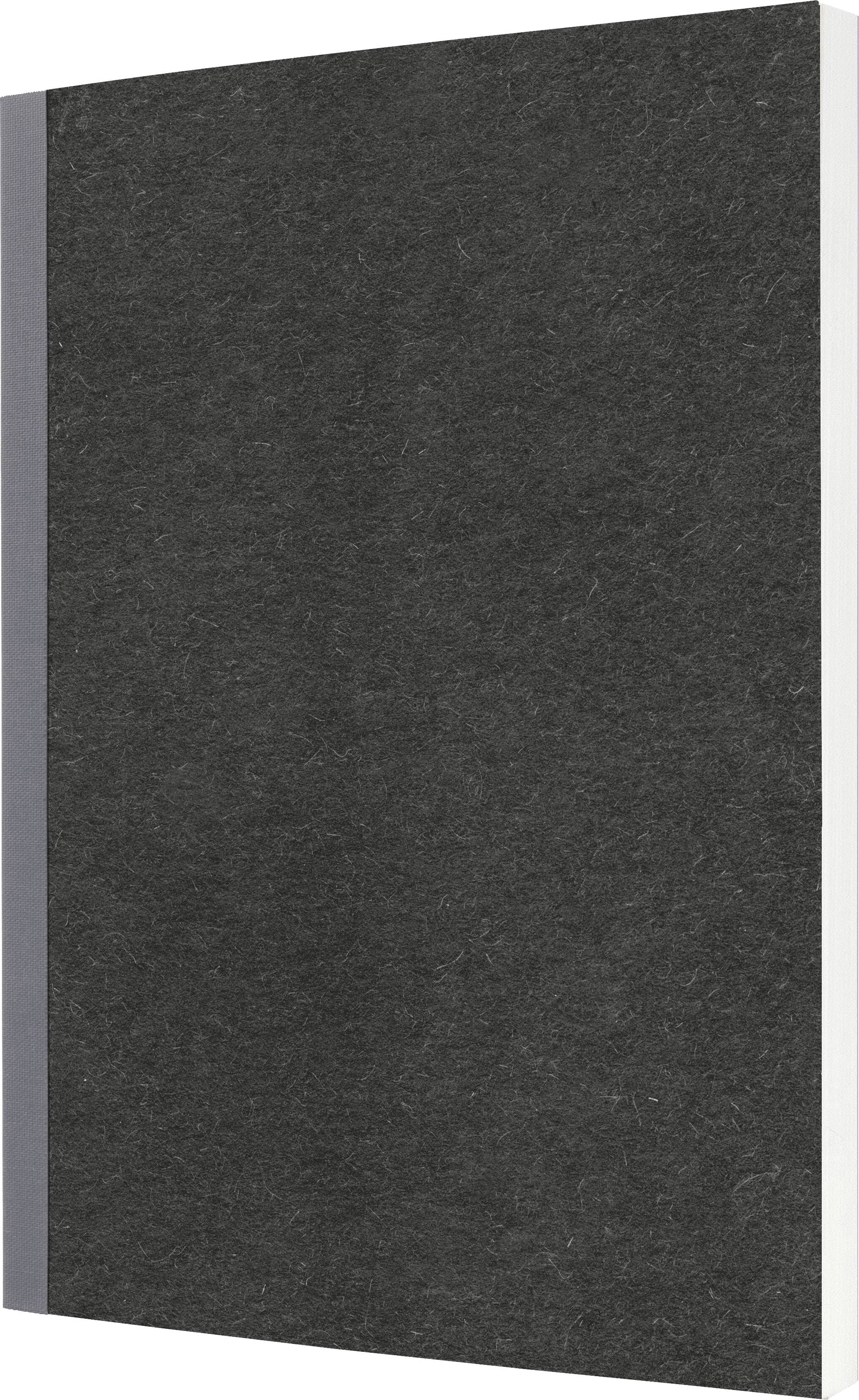 Prázdný tmavě šedý texturovaný obal nebo panel, zobrazený pod mírným úhlem proti světlému pozadí.