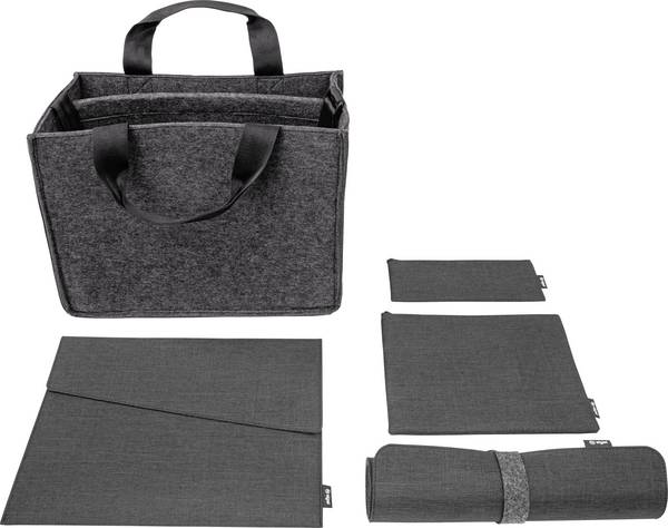 Sigel Brašna na příslušenství Bundle | Desk Sharing Bag M | Notebook Case S | Organizer Set | Desk Mat Max. velikost: 35,6 cm (14")  tmavě šedá