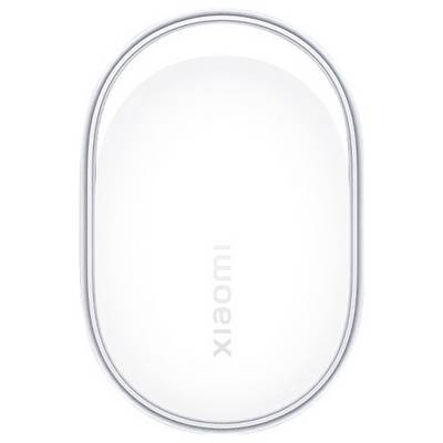 Bílé oválné zařízení Xiaomi nebo pouzdro se zaoblenými stříbrným okrajem, zobrazené na jednobarevném pozadí s logem "Xiaomi" vystředěným svisle.