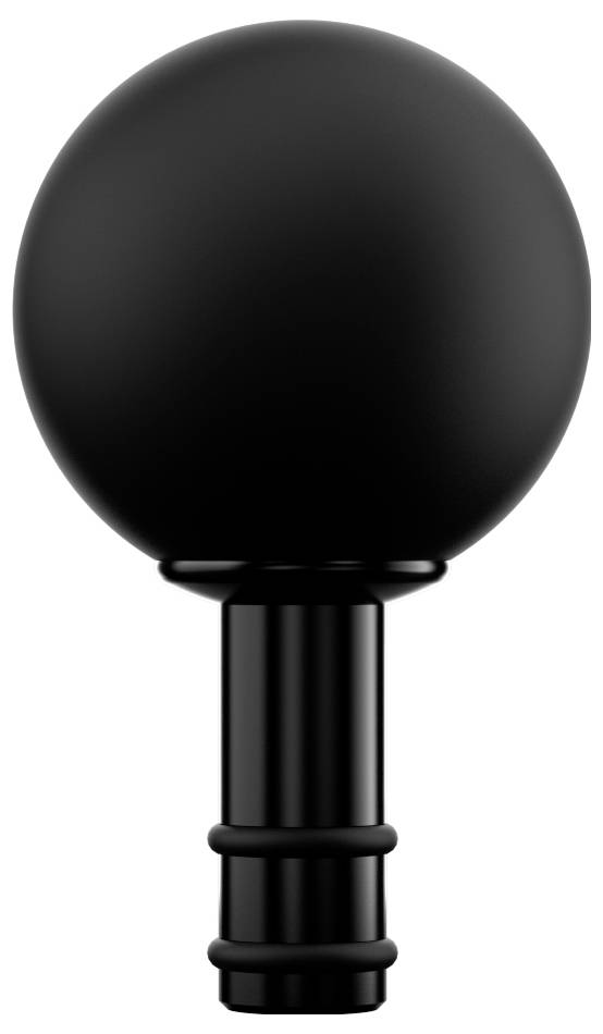 Černý kulatý vrchol a žebrovaná válcová stopka zástrčky nebo konektoru adaptéru na bílém pozadí.
