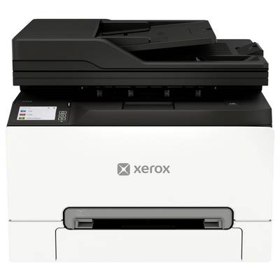 Přední pohled na multifunkční tiskárnu Xerox se skenerem a ovládacím panelem nahoře
