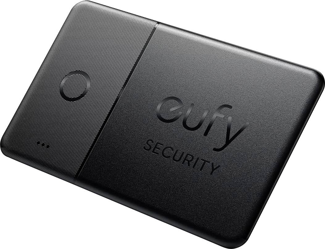 Chytrý zvonek s kamerou Eufy Security, černé obdélníkové zařízení s kulatým tlačítkem na levé straně.