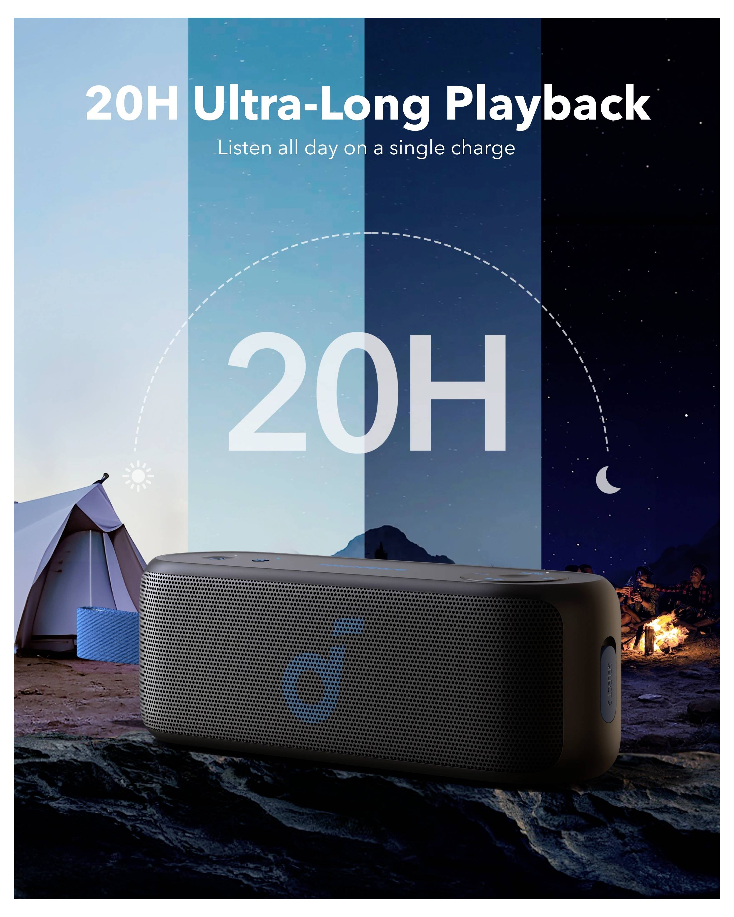 Anker Soundcore Select 3 Bluetooth® reproduktor USB, přenosné, prachotěsný, odolná vůči stříkající vodě vícebarevná-6