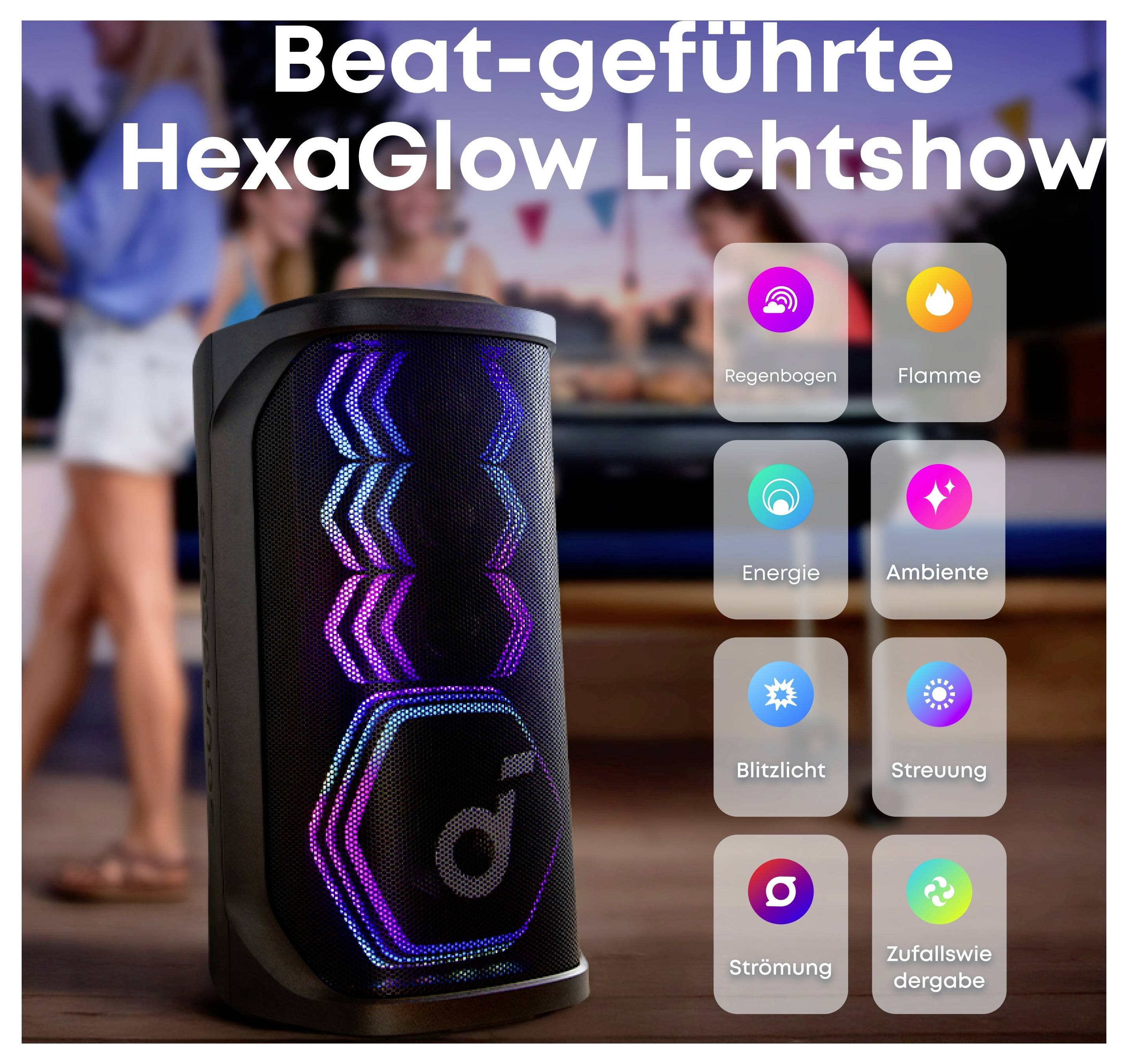 Anker Soundcore Rave 3S Bluetooth® reproduktor USB, přenosné, prachotěsný, odolná vůči stříkající vodě vícebarevná-4