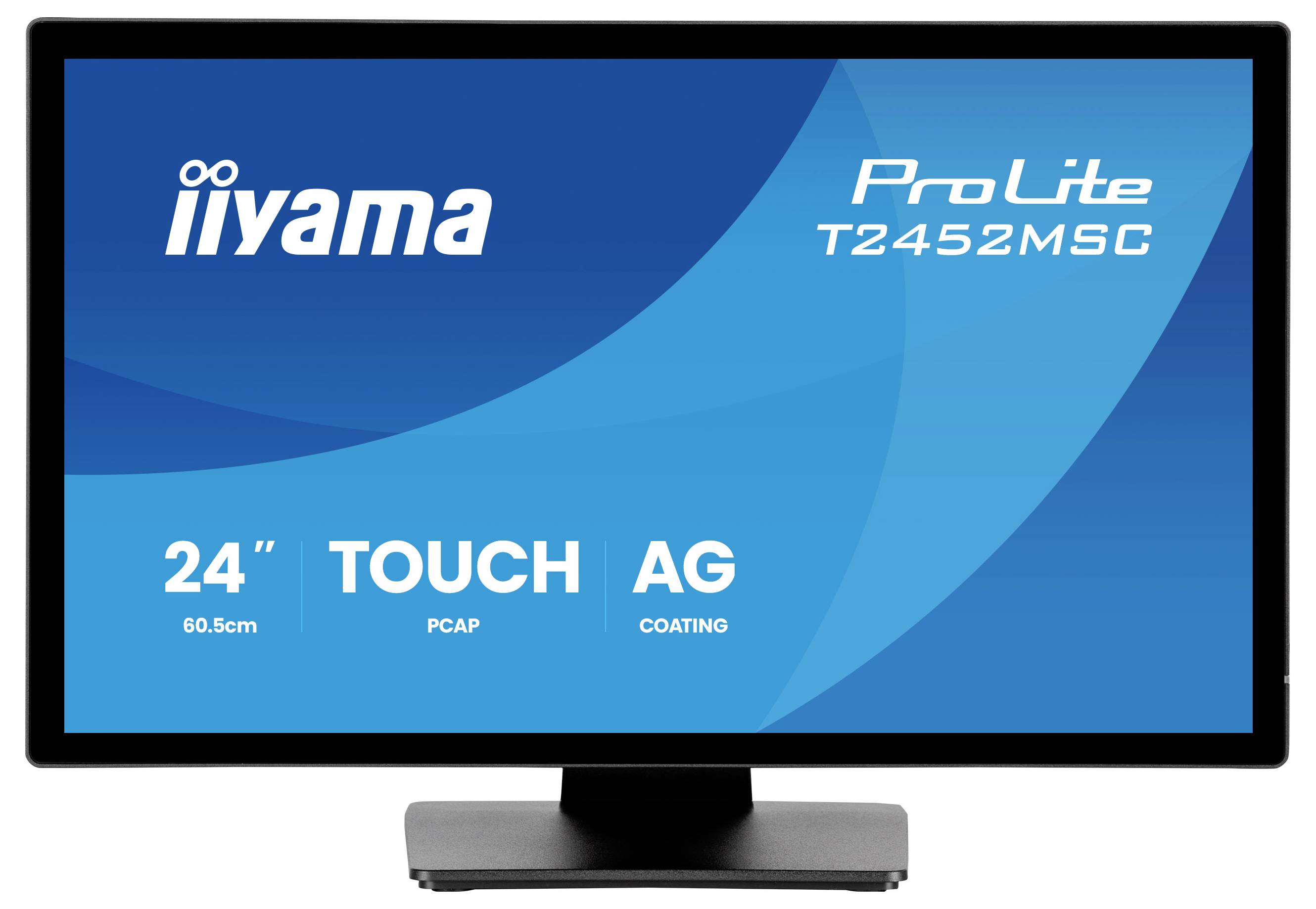 Iiyama ProLite T2452MSC 24palcový dotykový monitor s modrým propagačním zobrazením s funkcemi „TOUCH" a „AG coating".