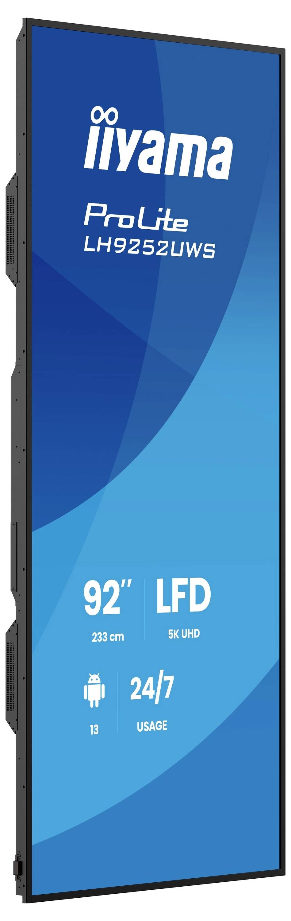 Iiyama ProLite LH9252UWS 92palcový komerční LCD displej s 4K UHD, Android, 24/7 provoz.