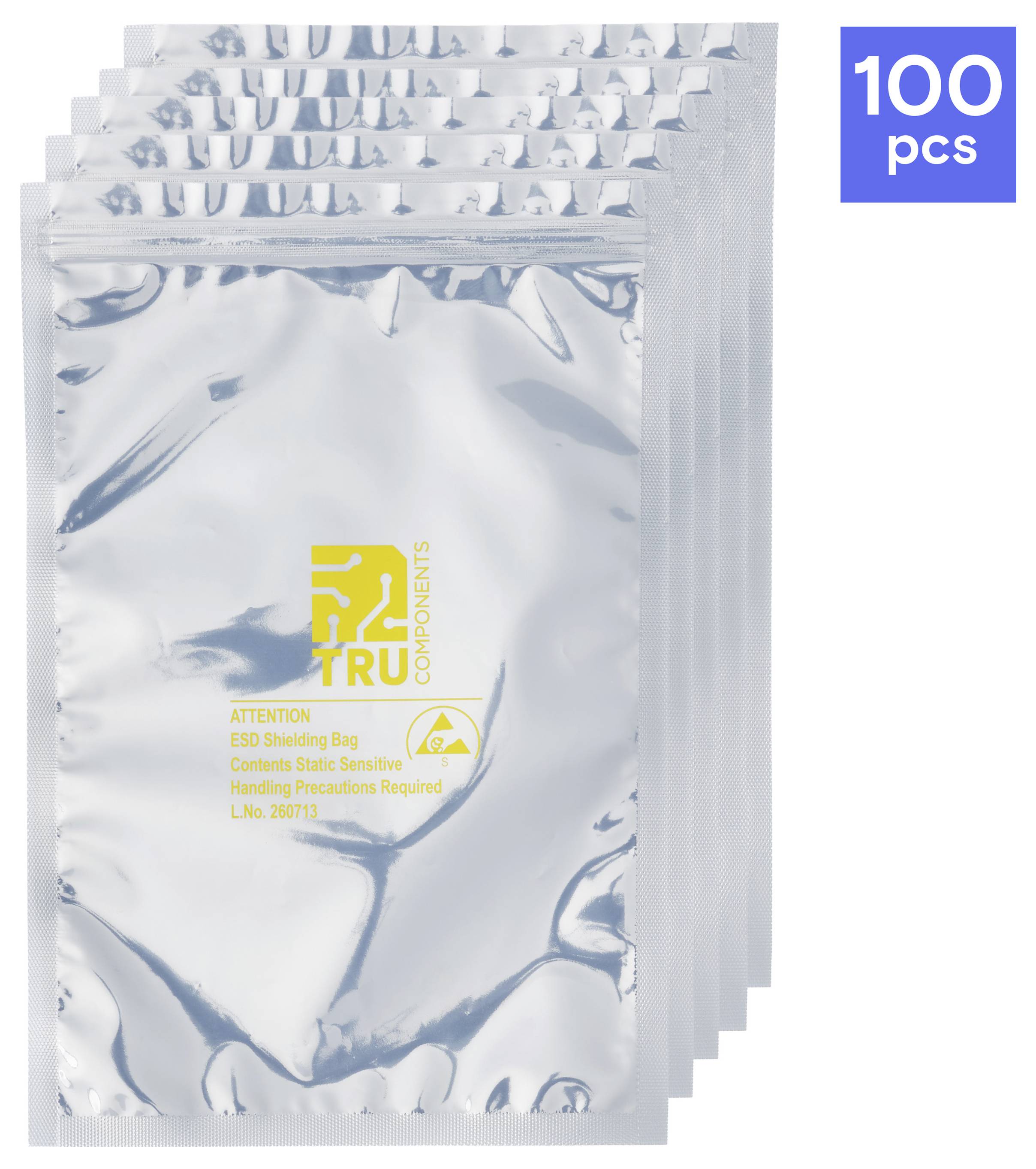 TRU COMPONENTS Stíněný ESD sáček ESD sáček (d x š) 300 mm x 200 mm Poznávací značka ESD S Antistatické Bag 100 ks