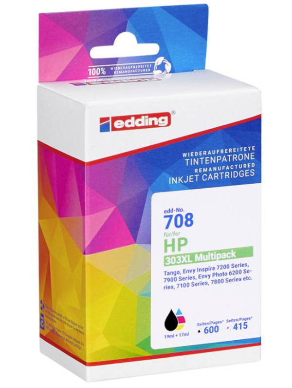 Edding Ink  kompatibilní  černá, azurová, purppurová, žlutá  18-708