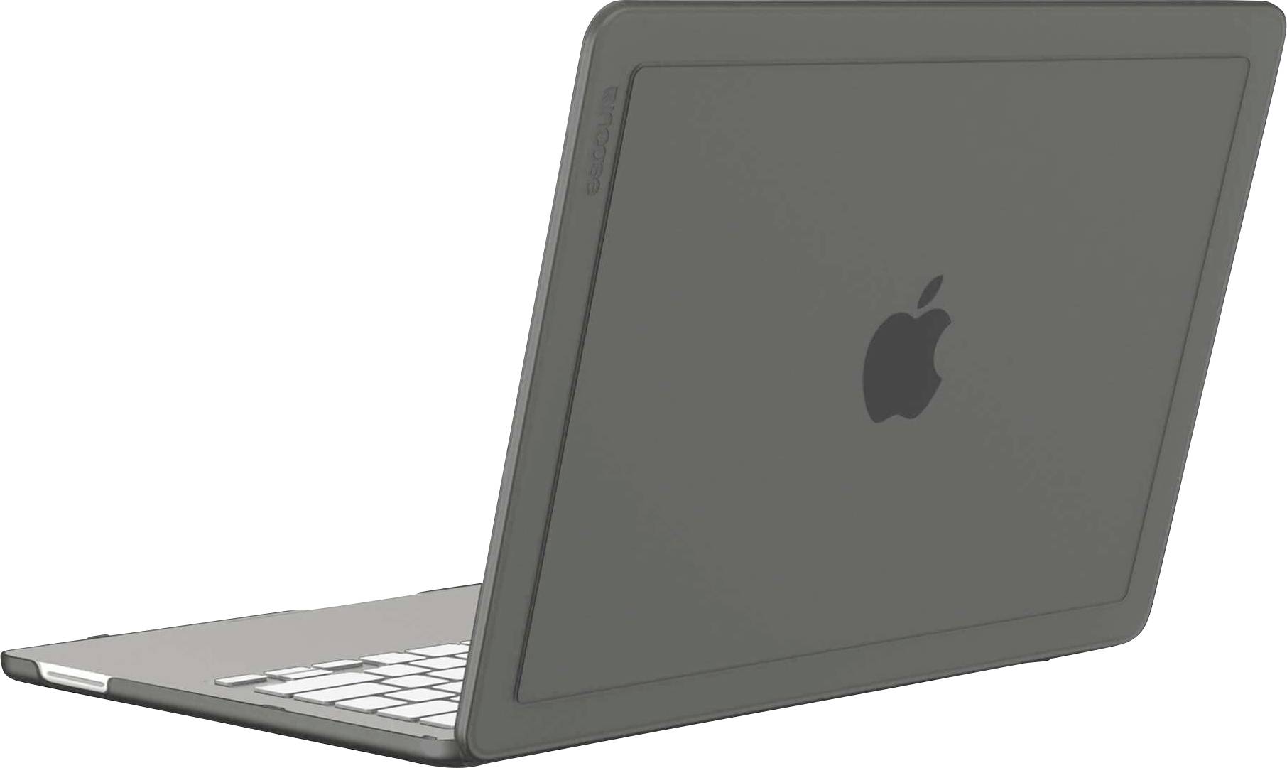 Laptop Apple zobrazený zezadu v úhlu, víko zavřeno a obrazovka není viditelná.