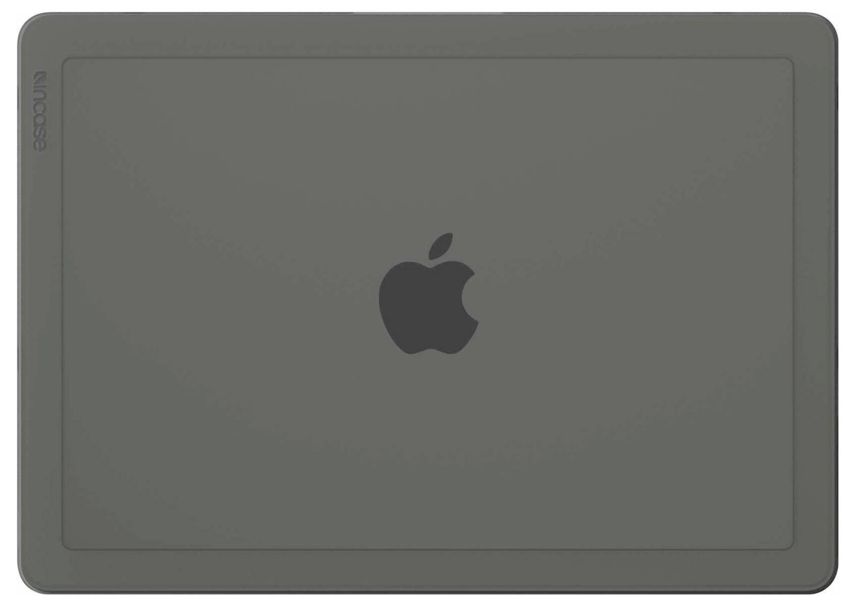 Šedý Apple device zadní pohled se středovým logem Apple a zaoblenými hranami pouzdra.