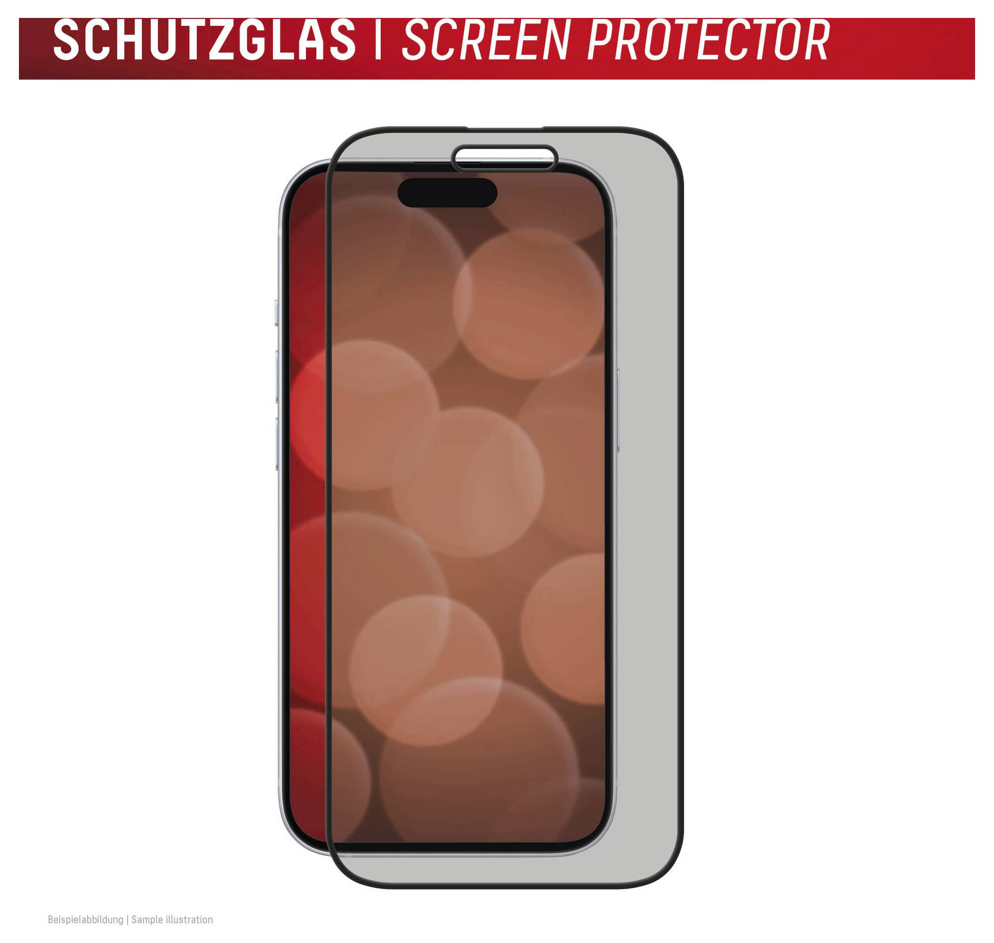 Ilustrace chytrého telefonu s průhlednou ochrannou vrstvou na displeji, označená 'SCHUTZGLAS | OCHRANA OBRAZOVKY'.