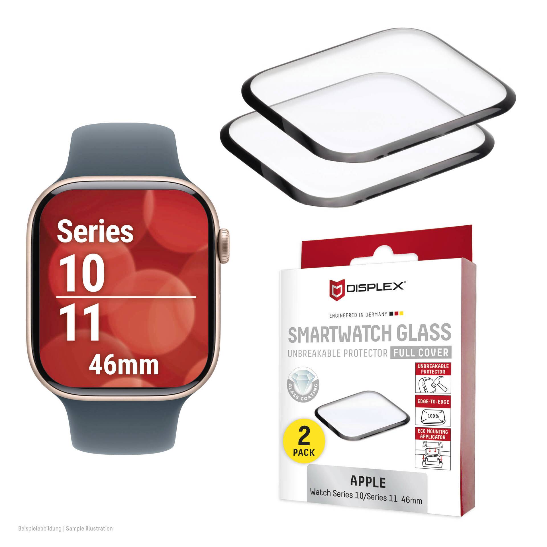 Hodinky Apple Watch Series 10/11 46mm se dvěma celopovrchovými skleněnými ochrannými fóliemi na displej a původním maloobchodním balením.