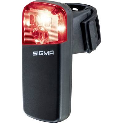 Zadní světlo bicyklu Black Sigma s jasně červeným LED čočkou a upevňovacím klipem na zádech
