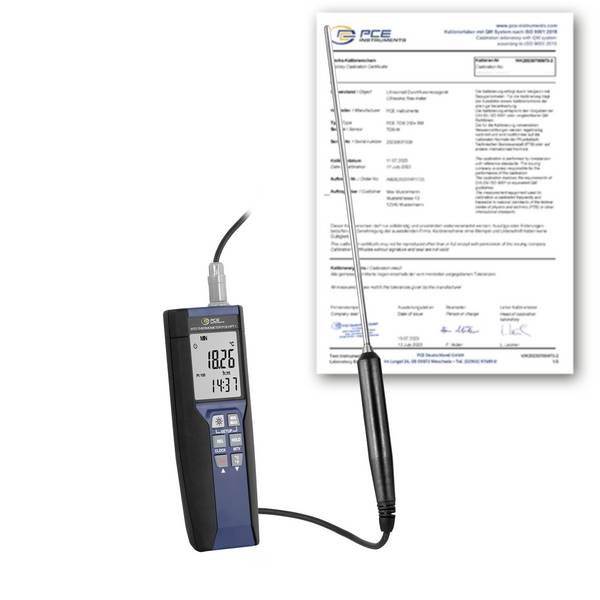 PCE Instruments PCE-HPT 1-ICA vpichovací teploměr, Kalibrováno dle (ISO), typ senzoru Pt100, funkce dataloggeru, s ponornou/penetrační sondou, bleskově