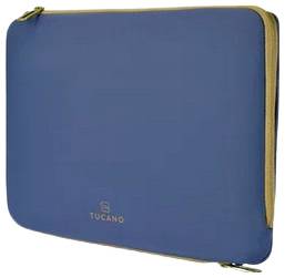 Pouzdro na notebook Blue Tucano s béžovým lemováním a zipem, zobrazeno zavřené na bílém pozadí.