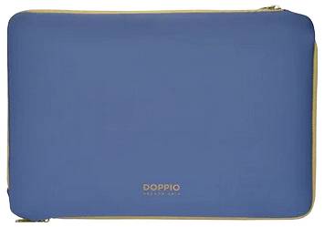 Modrá taška na zip nebo pouzdro na notebook s logem "DOPPIO" vycentrovaným poblíž spodní části.
