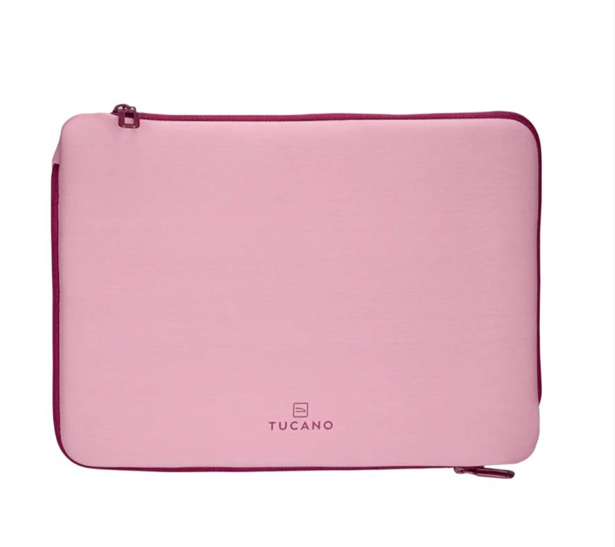 Pouzdro na laptop Pink Tucano se zipem na bílém pozadí.