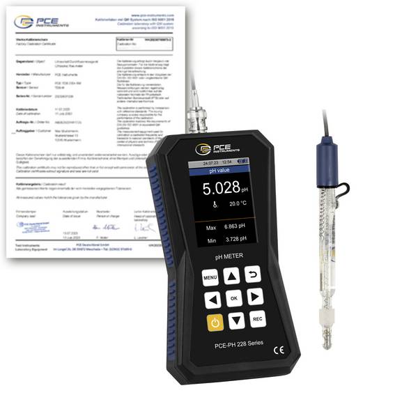 PCE Instruments PCE-PH 228LAB-LC-ICA pH metr Kalibrováno dle (ISO) pH hodnota , teplota, redox (ORP)