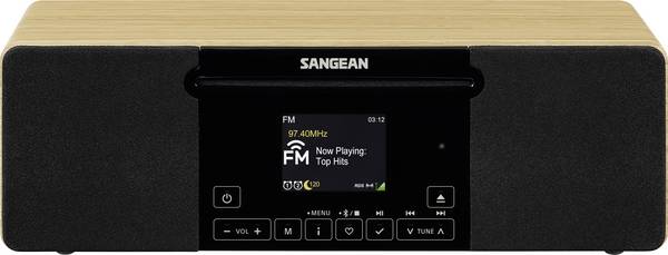 Sangean  A500554 rádio s CD, AM, FM, FM, AUX, Bluetooth, CD, MP3, SV, FM, vč. dálkového ovládání, dotykový displej, funkce alarmu