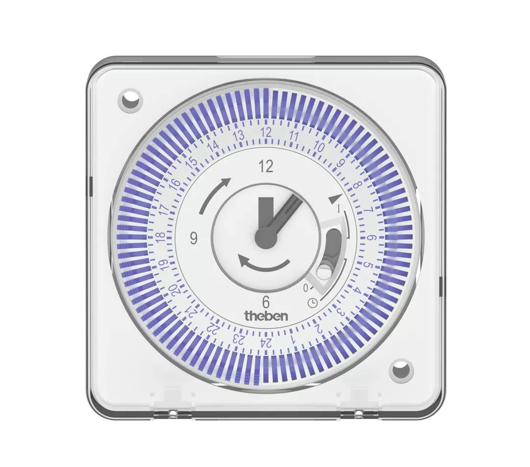 Theben 1640300 Analogové časové spínací hodiny s denním programem, vestavná montáž do rozvaděče, přední rám 72 x 72 mm Časový spínač 1 ks