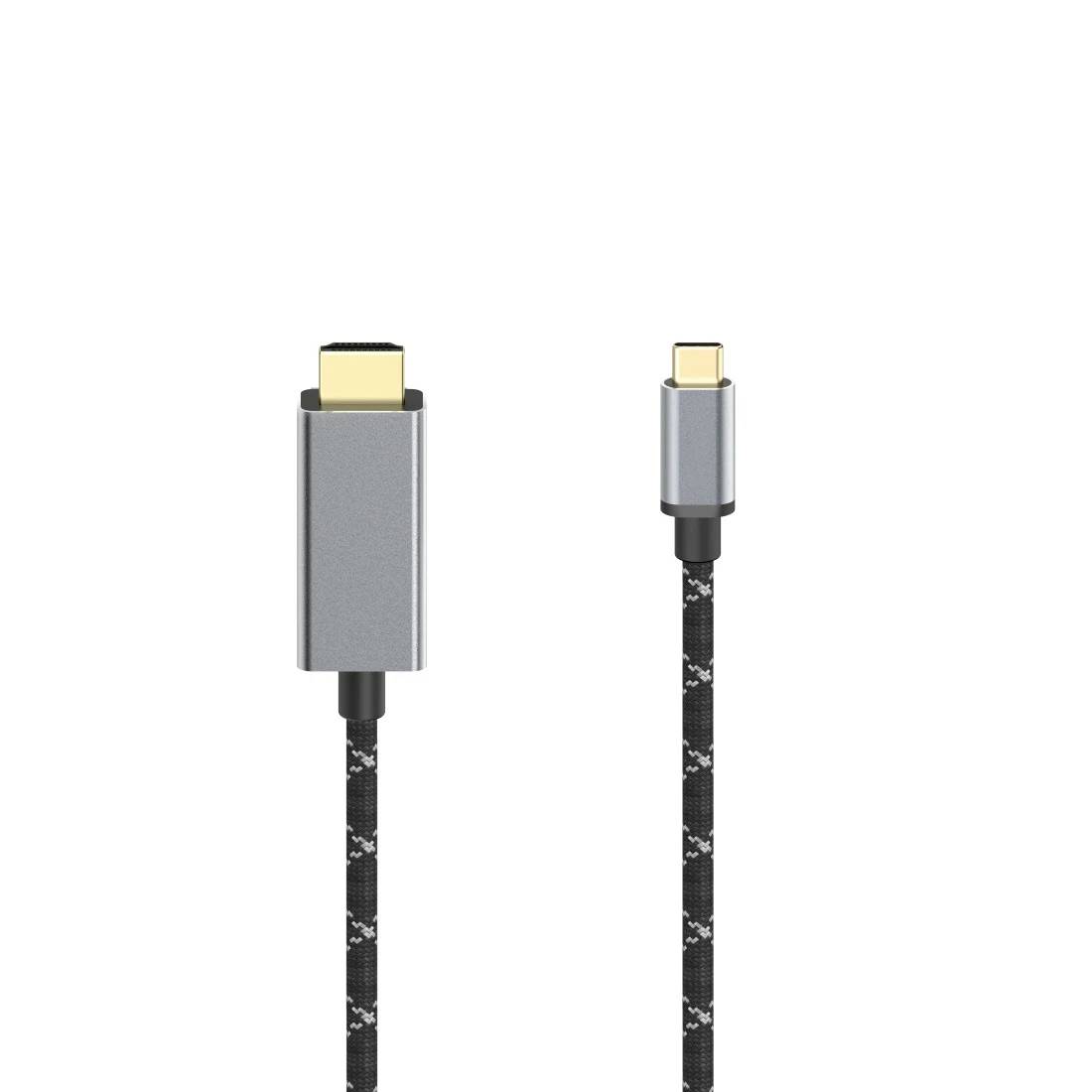 Dva kabely USB-C zobrazené vedle sebe, jeden s větším stříbrným konektorem a jeden s menším stříbrným konektorem na bílém pozadí.